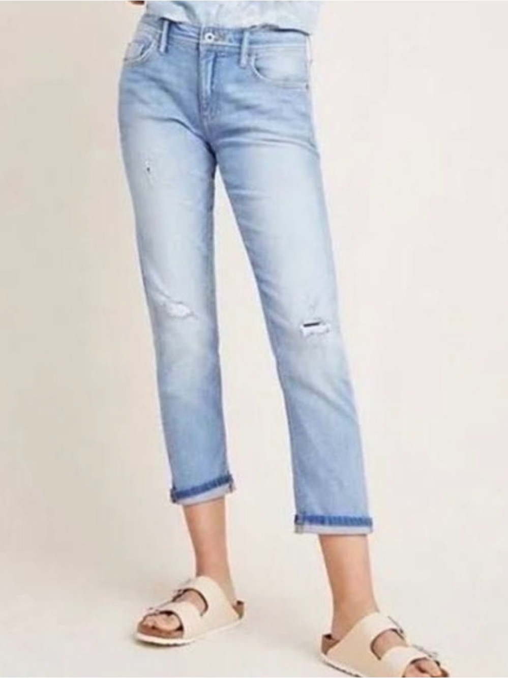 Pilcro Anthropologie Slim Boyfriend Crop Distressed Jeans 26